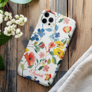 Pretty Cute Colourful Watercolor Ditsy Flowers iPhone 16 Pro Case