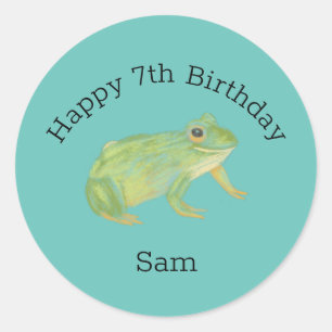 Pretty Cute Frog Birthday Illustration Classic Round Sticker