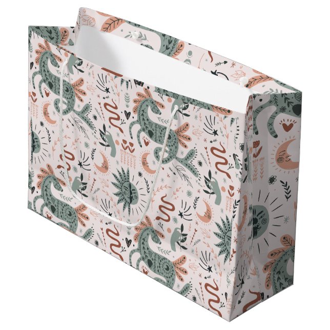 Pretty cute pattern in pink for girl Birthday  Large Gift Bag (Front Angled)