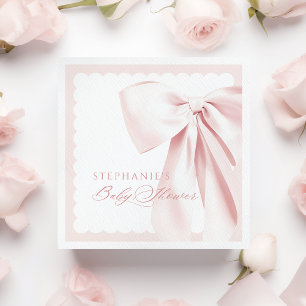 Pretty Cute Pink Bow Baby Shower Paper Napkins