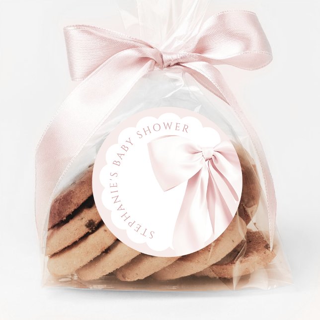 Pretty Cute Pink Bow Baby Shower Stickers (Creator Uploaded)