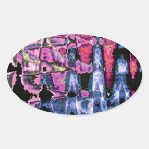 Pretty Cute Purple Ash Grey and Black Watercolors  Oval Sticker