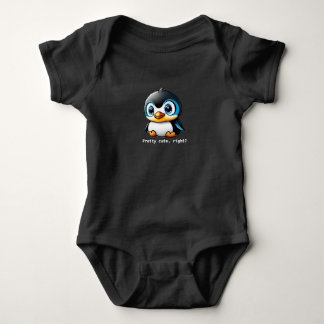 Pretty Cute Right Text Little Penguin Cartoon Baby Bodysuit