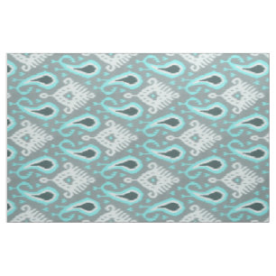 Pretty Cute Trendy Turquoise Ikat Tribal Pattern Fabric