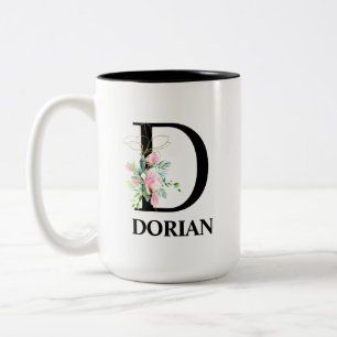 Pretty D Monogrammed Initial Two-Tone Coffee Mug
