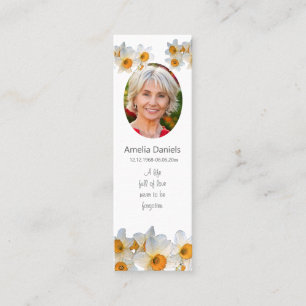 Pretty Daffodil Funeral Mini Bookmark Keepsake  Business Card