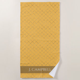 Pretty Daffodil  Gold Quatrefoil Personalised  Beach Towel