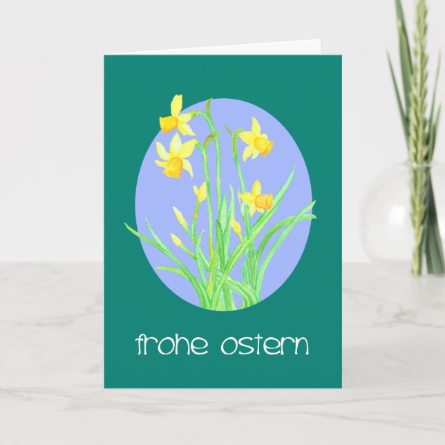 Pretty Daffodils German Language Easter Holiday Card (Front)