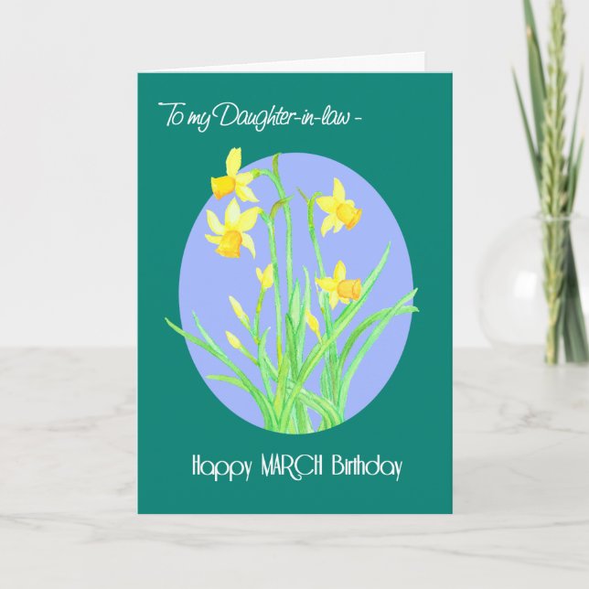 Pretty Daffodils March Birthday Daughter-in-law Card (Front)