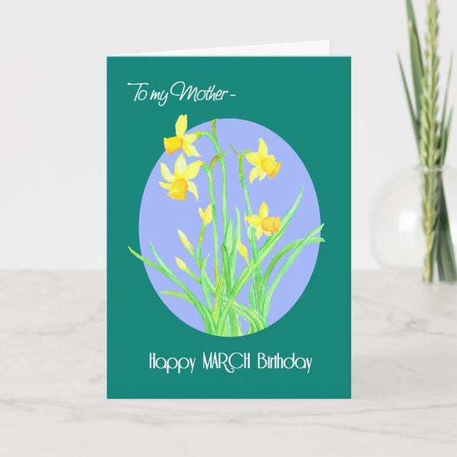 Pretty Daffodils March Birthday for Mother Card (Front)