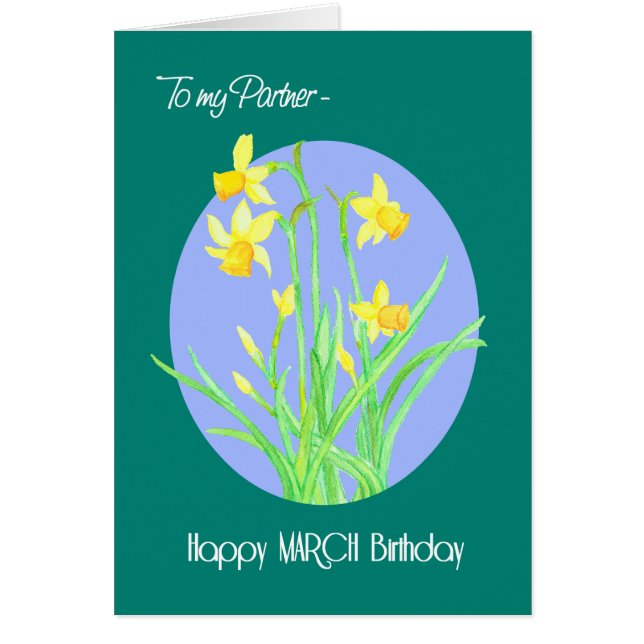 Pretty Daffodils March Birthday for Partner (Front)