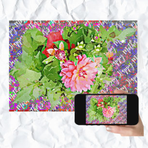 Pretty Dahlia Bloom Bouquet Mother's Day Card