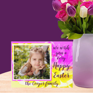 Pretty Dahlia Photo Frame Easter Postcard
