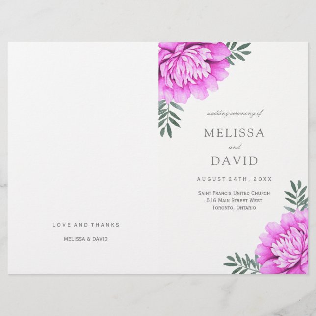 Pretty Dahlias Wedding Programs (Front)