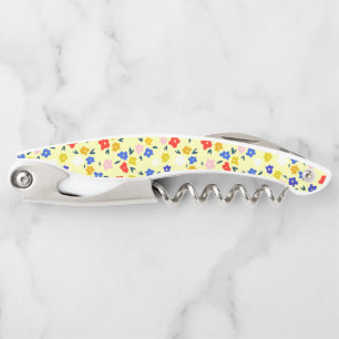 Pretty Dainty Cute Floral on Pastel Yellow Corkscrew