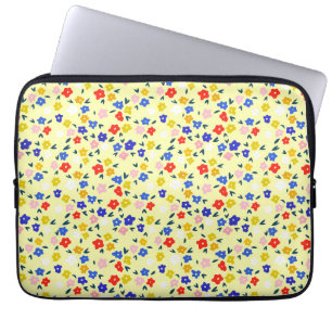 Pretty Dainty Cute Floral on Pastel Yellow Laptop Sleeve