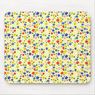 Pretty Dainty Cute Floral on Pastel Yellow Mouse Pad