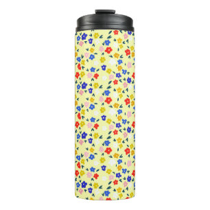 Pretty Dainty Cute Floral on Pastel Yellow Thermal Tumbler