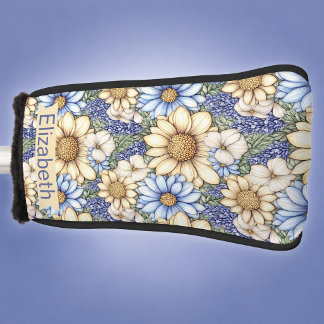 Pretty Daisies and Lavender Flowers Personalised Golf Head Cover