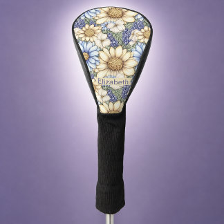 Pretty Daisies and Lavender Flowers Personalised Golf Head Cover