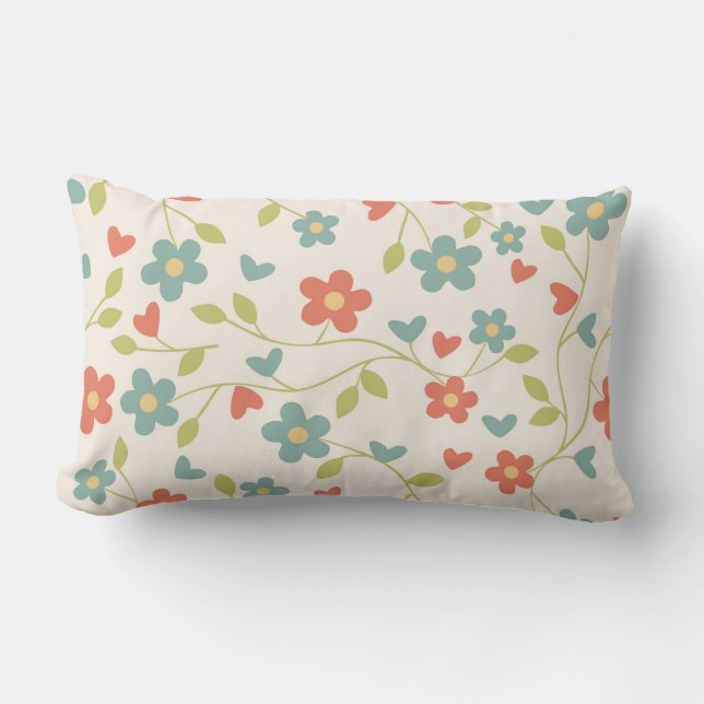 Pretty Daisies In Multi Colours  Lumbar Cushion (Front)