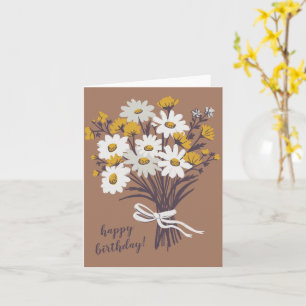 Pretty Daisy Bouquet CUSTOM Drawing Happy Birthday Card