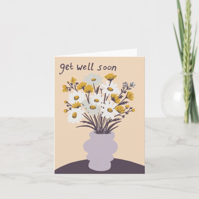 Pretty Daisy Bouquet CUSTOM Get Well Soon  Card (Front)