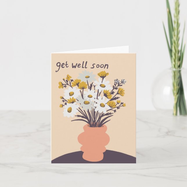 Pretty Daisy Bouquet CUSTOM Get Well Soon  Card (Front)