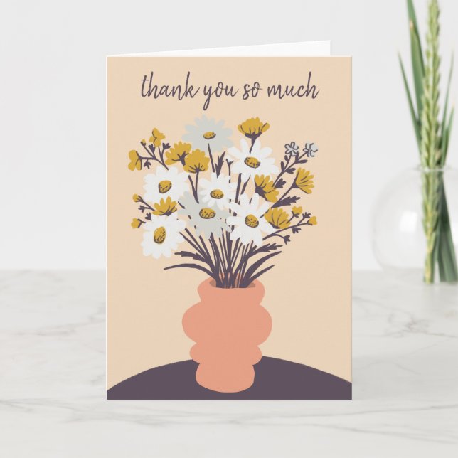 Pretty Daisy Bouquet CUSTOM Thank You Card (Front)