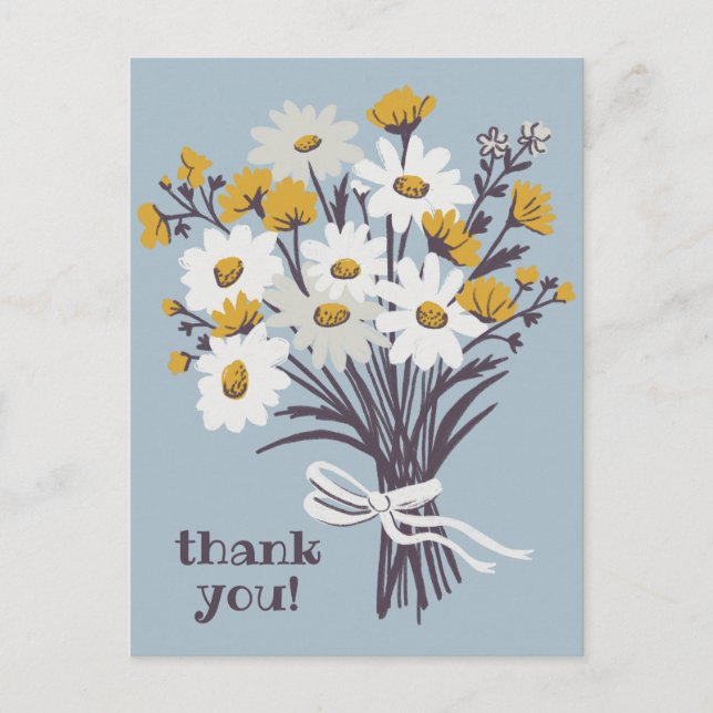 Pretty Daisy Bouquet CUSTOM Thank You Postcard (Front)