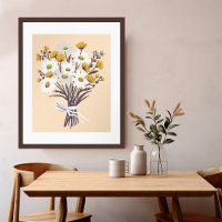 Pretty Daisy Bouquet Retro Modern Colourful Art