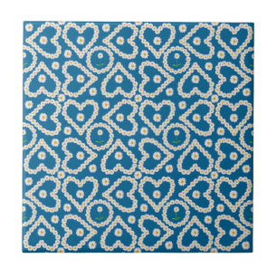 Pretty Daisy Chains on Blue, Ceramic Tile
