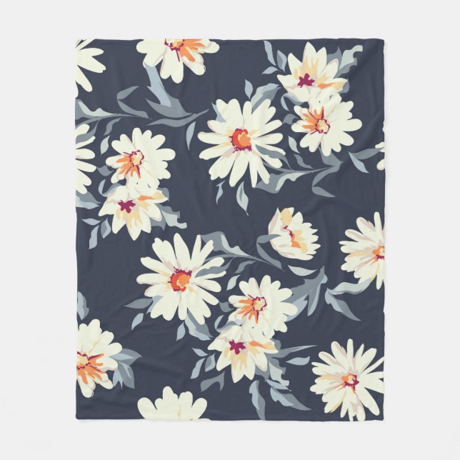 Pretty Daisy Floral: Seamless Print Fleece Blanket (Front)