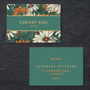 Pretty daisy, gold border business card