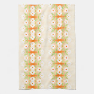 Pretty Daisy Print Tea-Towel with Orange Tea Towel
