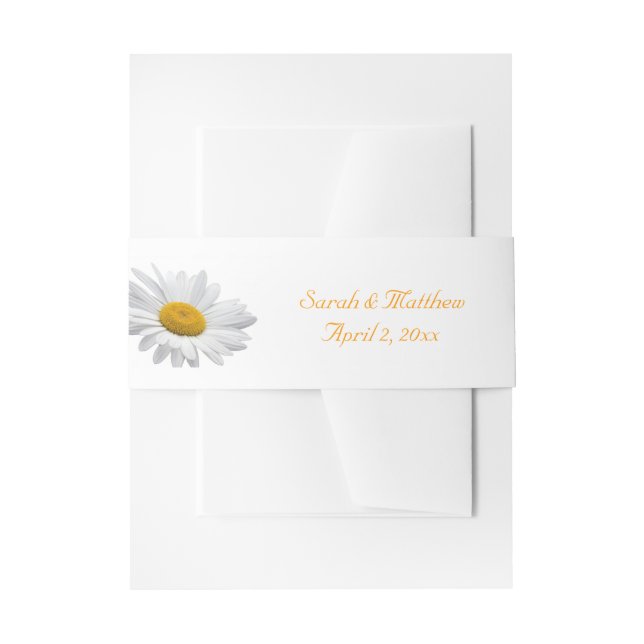 Pretty Daisy Wedding Invitation Belly Band (Front Example)