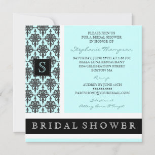 Pretty Damask Monogram Bridal Shower Invitation