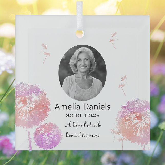 Pretty dandelion Clock In Loving Memory Glass Tree Decoration (Creator Uploaded)