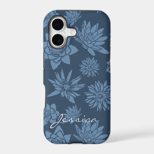 Pretty Dark Blue Floral Pattern Personalised