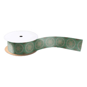 Pretty dark green Christmas snowflakes ribbon Satin Ribbon