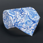 Pretty Dark Light Blue White Floral Paisley Art Tie<br><div class="desc">Unique neck tie with contemporary blue and white flowers paisley motif on a white background. Ornate, elegant and funky hipster design for the fancy artistic fashion diva, popular hip trendsetter, vintage retro or nouveau deco art style motif lover. Unique, pretty, decorative, fashionable and trendy design for the professional and sophisticated...</div>