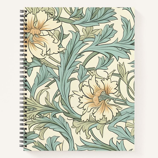 Pretty decorative hand drawn rustic floral Ivory Notebook (Front)