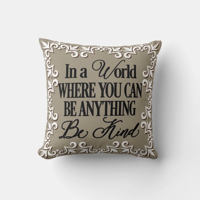 Pretty Decorative Pillow . In a World (Front)