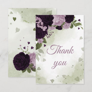 pretty deep and light purple flowers thank you card
