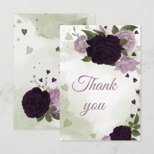 pretty deep and light purple flowers thank you card