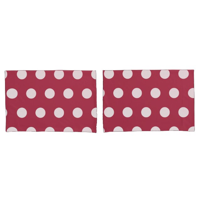 Pretty Deep Rose Geometric White Polka Dots       Pillowcase (Front-Set)