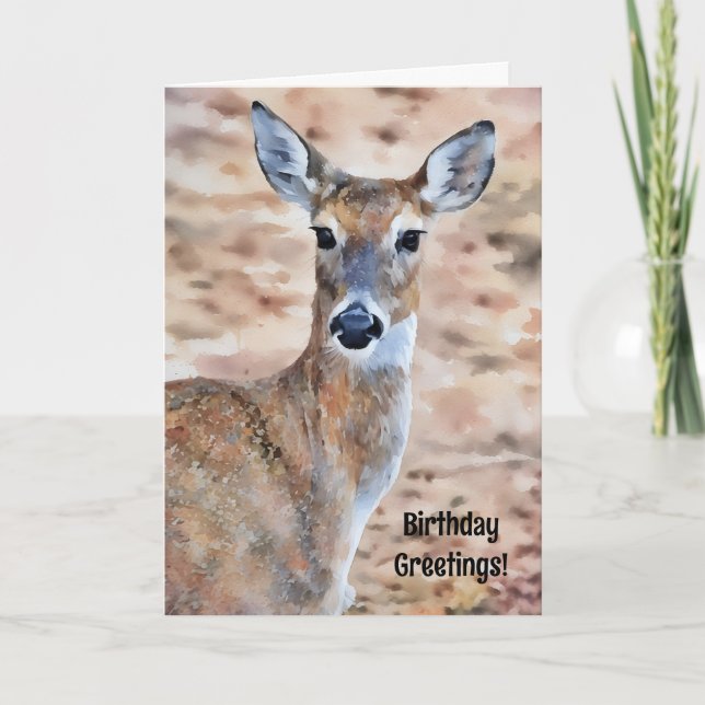 Pretty Deer Birthday Card Pun and Good Wishes (Front)