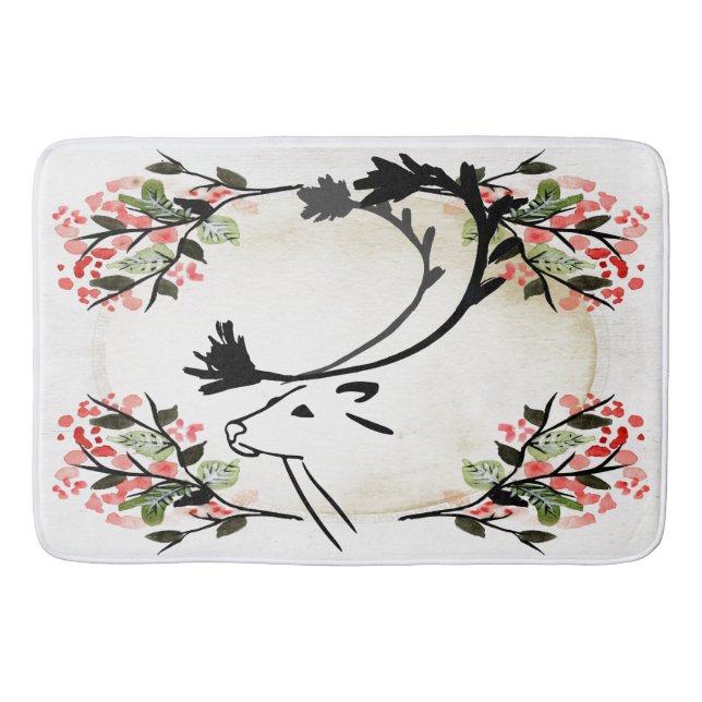Pretty deer flower fancy Victorian  Bathroom mat (Front)