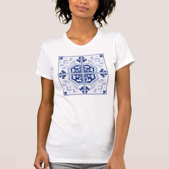 Pretty Delft Blue Tile T-Shirt (Front)