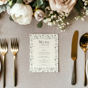 Pretty delicate wildflower wedding meal menu